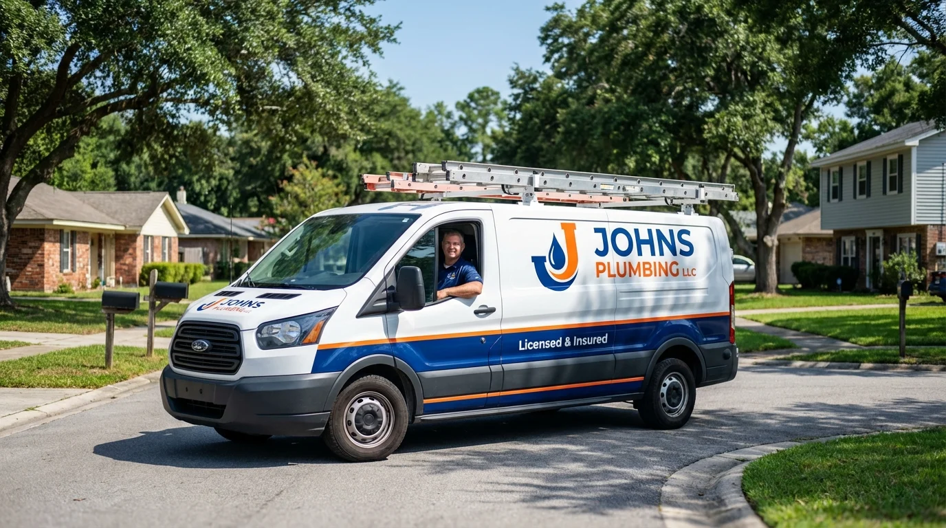 Johns Plumbing LLC service van in Huguenot, NY
