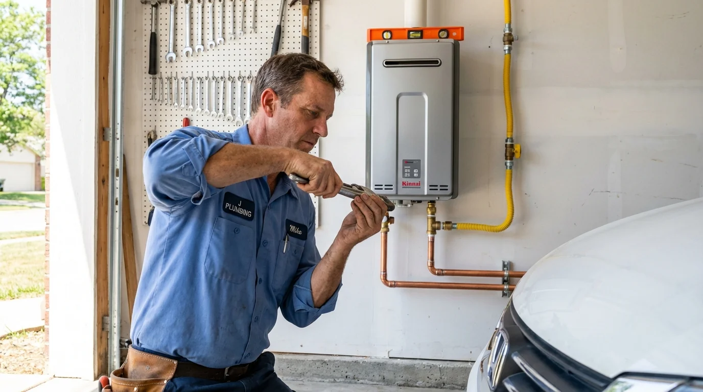 Tankless water heater installation by a Johns Plumbing LLC plumber in Huguenot